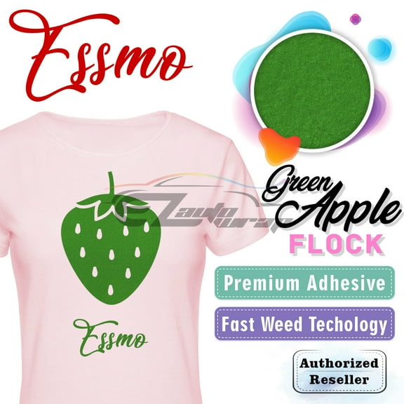 ESSMO Green Apple Flock Heat Transfer Vinyl HTV Sheet T-Shirt 20" Wide Iron On Heat Press DF20 20"x360"