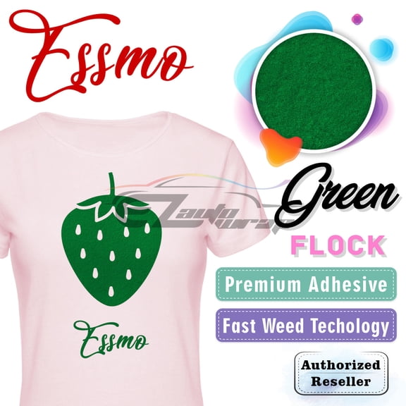 ESSMO Green Flock Heat Transfer Vinyl HTV Sheet T-Shirt 20" Wide Iron On Heat Press DF07 20"x120"