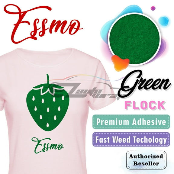 ESSMO Green Flock Heat Transfer Vinyl HTV Sheet T-Shirt 20" Wide Iron On Heat Press DF07 20"x180"