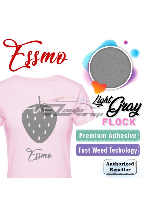 Light Gray Flock Heat Transfer Vinyl HTV Sheet T-Shirt 20" Wide Iron On Heat Press DF16 20"x12"