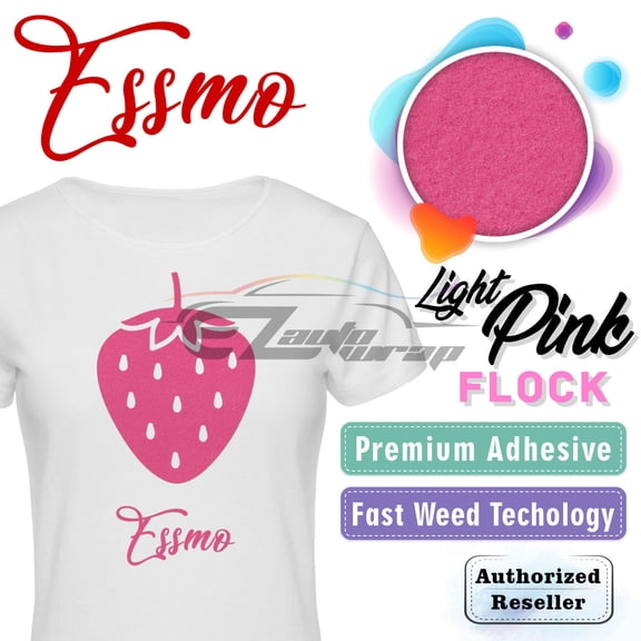 ESSMO Light Pink Flock Heat Transfer Vinyl HTV Sheet T-Shirt 20" Wide Iron On Heat Press DF08 20"x12"