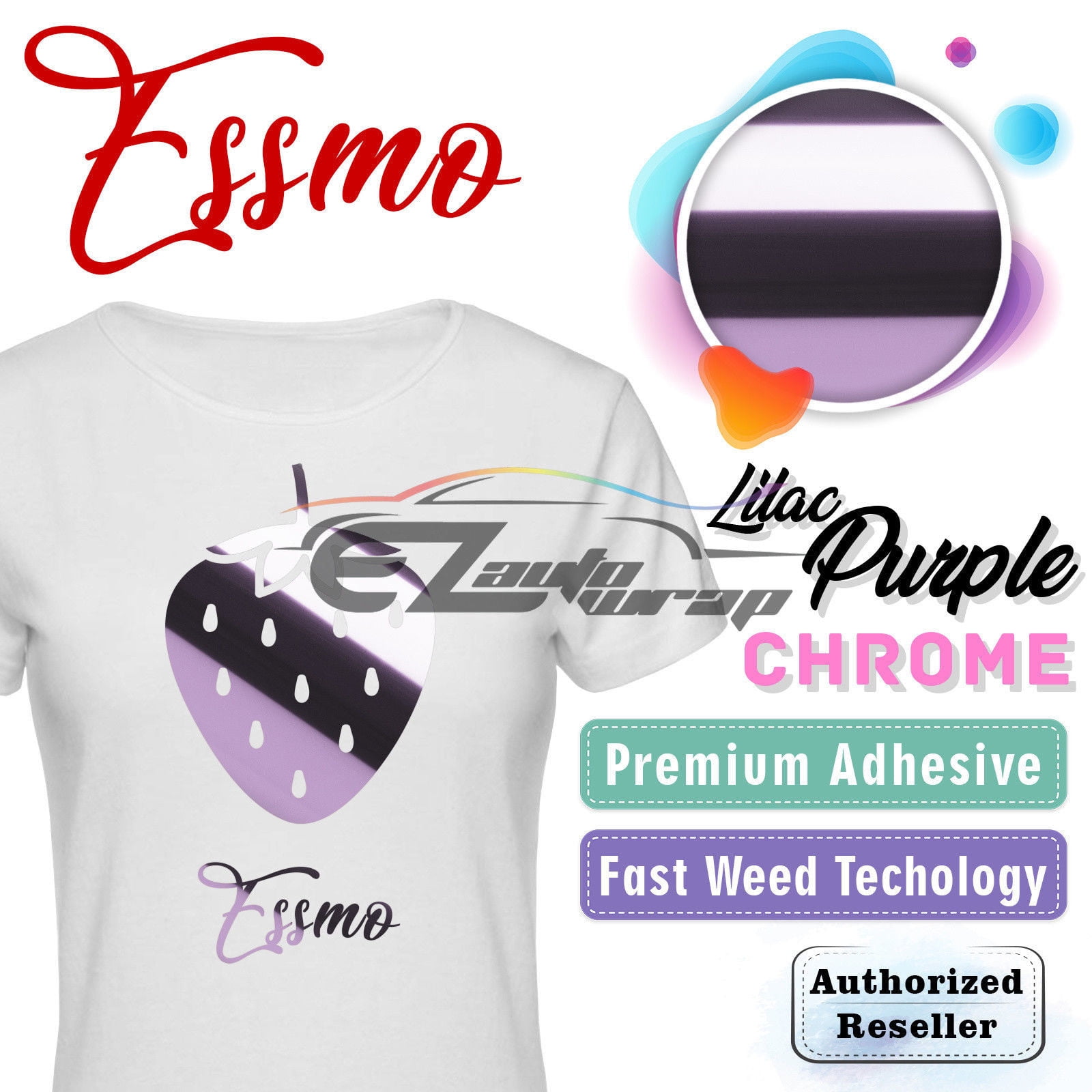 ESSMO Lilac Purple Chrome Heat Transfer Vinyl HTV Sheet T-Shirt 20" Wide Iron On Heat Press 20"x120"