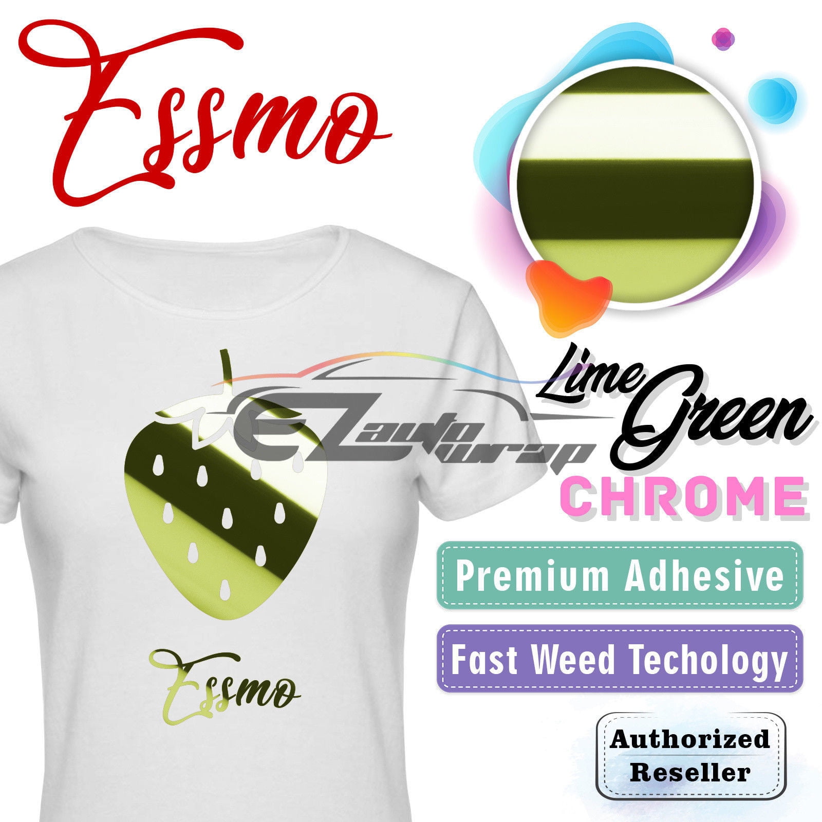 ESSMO Lime Green Chrome Heat Transfer Vinyl HTV Sheet T-Shirt 20" Wide Iron On Heat Press 20"x600"