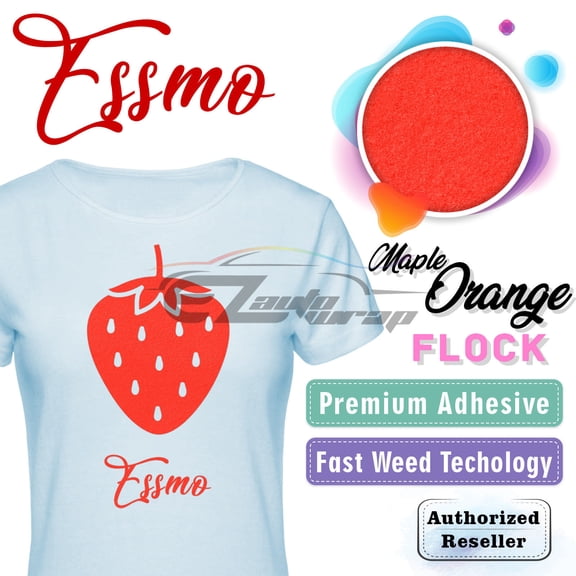 ESSMO Maple Orange Flock Heat Transfer Vinyl HTV Sheet T-Shirt 20" Wide Iron On Heat Press DF05 20"x12"
