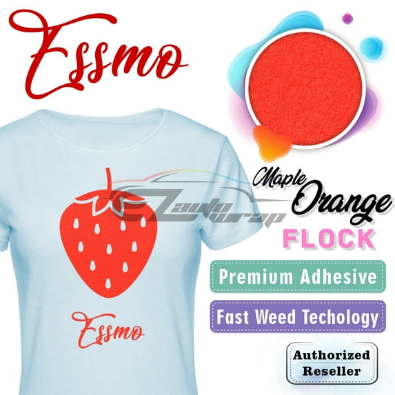 ESSMO Maple Orange Flock Heat Transfer Vinyl HTV Sheet T-Shirt 20" Wide Iron On Heat Press DF05 20"x96"