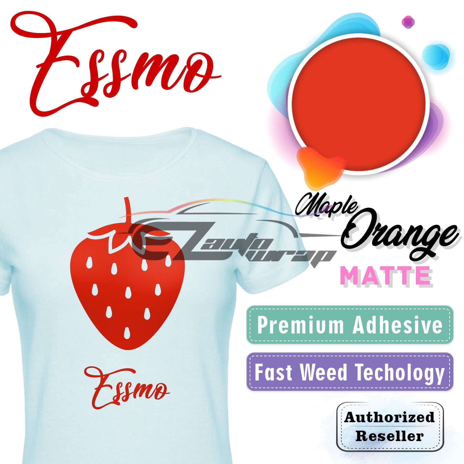ESSMO Maple Orange Matte Solid Heat Transfer Vinyl HTV Sheet T-Shirt 20" Wide Iron On Heat Press DP07 20"x108"