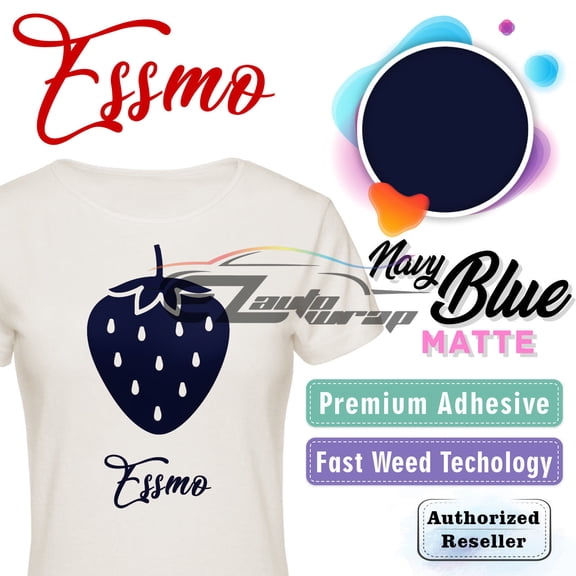 ESSMO Navy Blue Matte Solid Heat Transfer Vinyl HTV Sheet T-Shirt 20" Wide Iron On Heat Press DP24 20"x12"