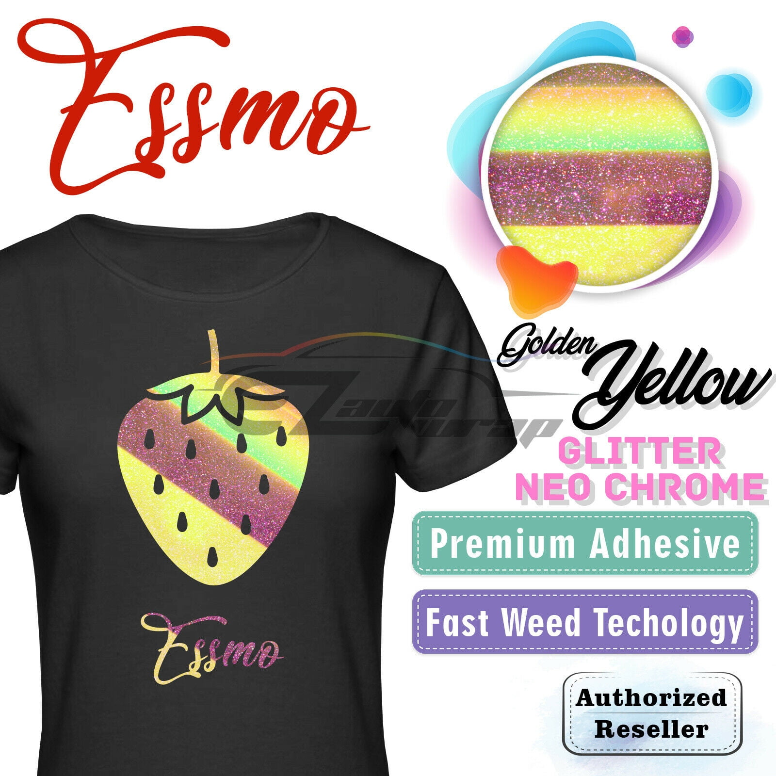 ESSMO™ Neo Chrome Glitter Holographic Sparkle T-Shirt Heat Transfer Vinyl HTV DHFL01 20"x96" (inches)