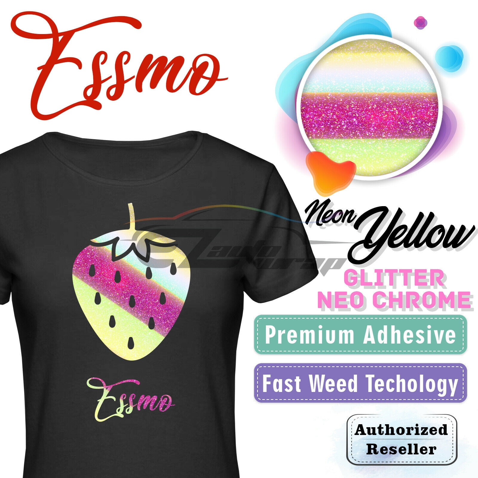 ESSMO™ Neo Chrome Glitter Holographic Sparkle T-Shirt Heat Transfer Vinyl HTV DHFL03 20"x96" (inches)
