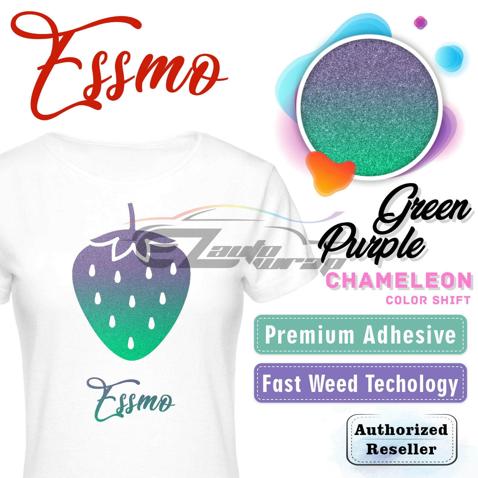 ESSMO Purple Green Chameleon Heat Transfer Vinyl HTV Tshirt 20" Iron Heat Press ADC06 20"x180"