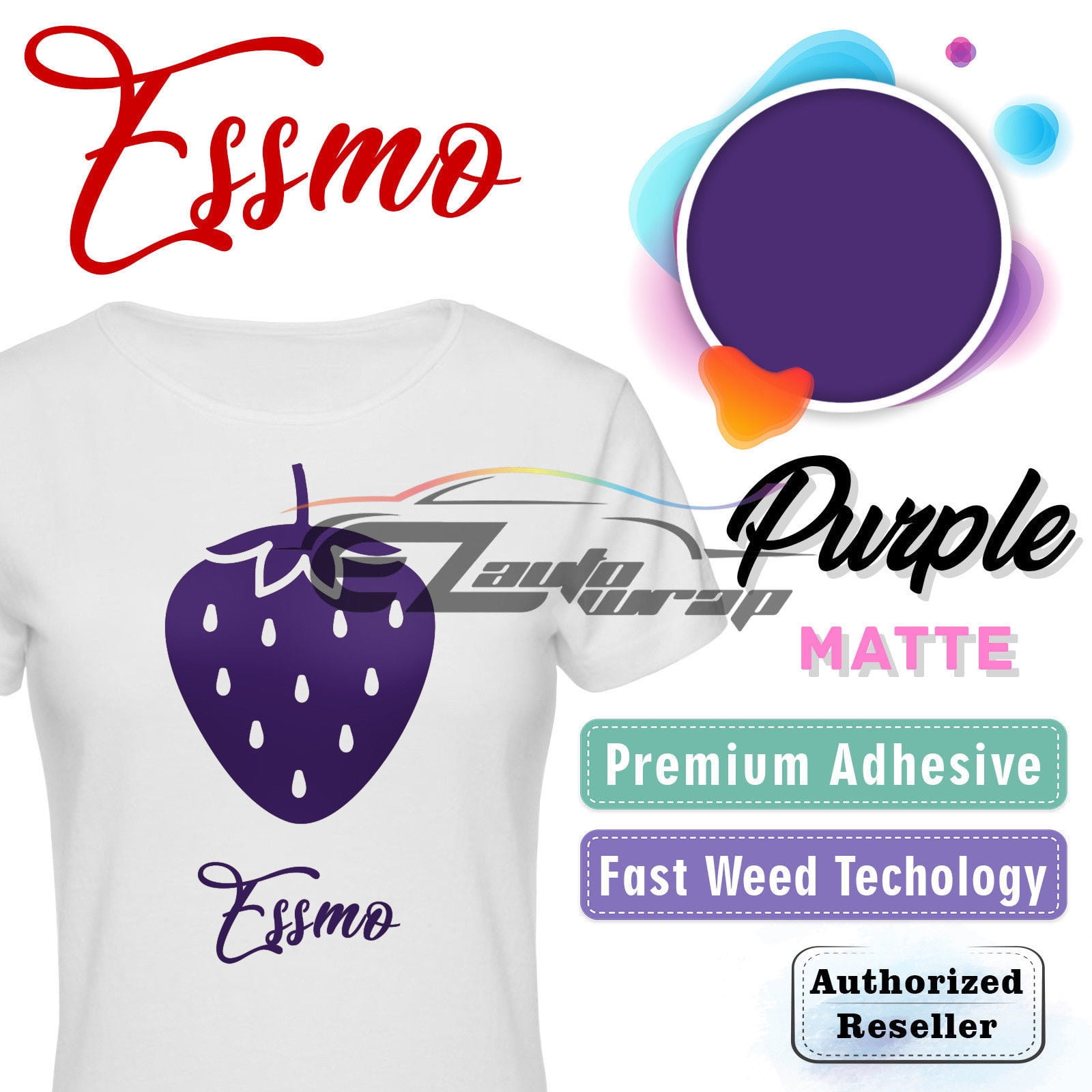 ESSMO Purple Matte Solid Heat Transfer Vinyl HTV Sheet T-Shirt 20" Wide Iron On Heat Press DP11 20"x120"