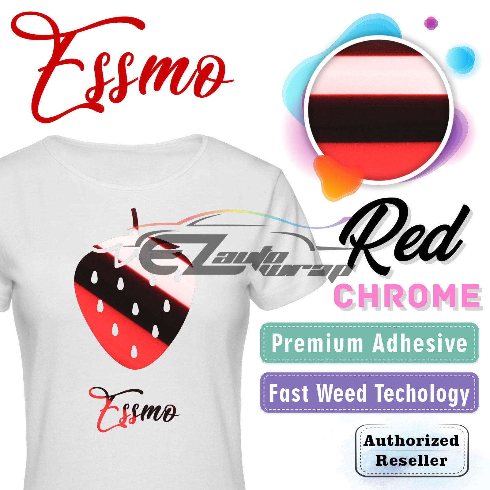 ESSMO Red Chrome Heat Transfer Vinyl HTV Sheet T-Shirt 20" Wide Iron On Heat Press 20"x60"