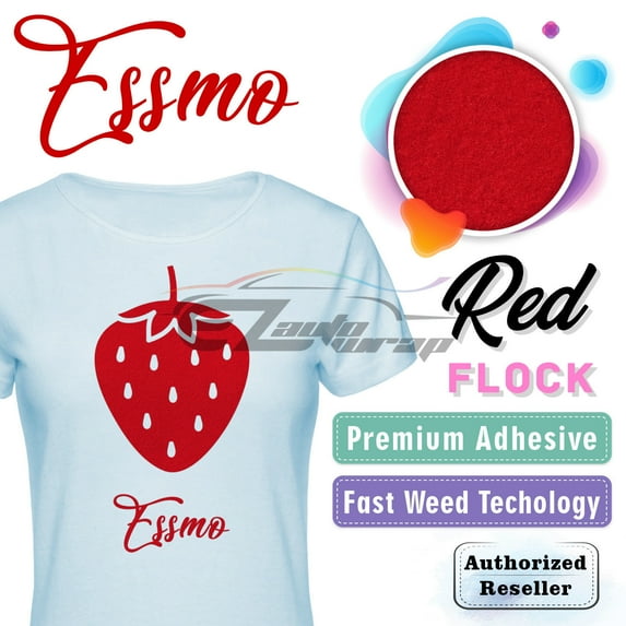 ESSMO Red Flock Heat Transfer Vinyl HTV Sheet T-Shirt 20" Wide Iron On Heat Press DF04 20"x108"