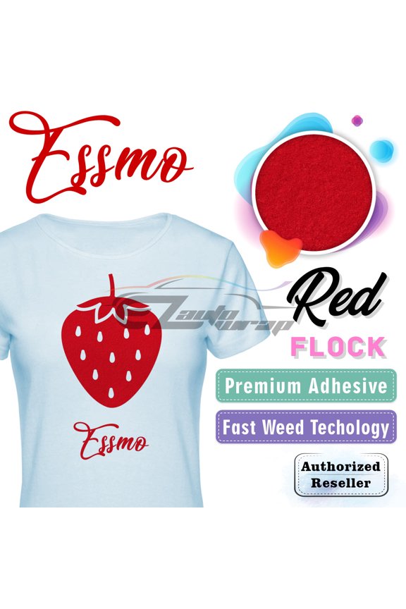 Red Flock Heat Transfer Vinyl HTV Sheet T-Shirt 20" Wide Iron On Heat Press DF04 20"x12"