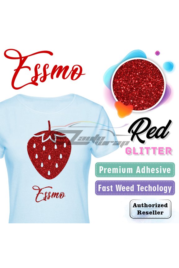 Red Glitter Heat Transfer Vinyl HTV Sheet T-Shirt 20" Wide Iron On Heat Press DG06 20"x12"