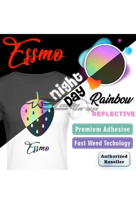 ™ Reflective Rainbow Heat Transfer Vinyl HTV T-Shirt 20" Wide Roll Iron Heat Press RT01 20"x12"
