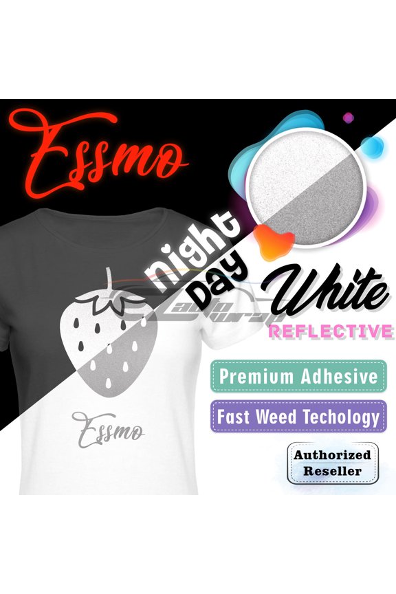 ™ Reflective Silver White Heat Transfer Vinyl HTV T-Shirt 20" Wide Roll Iron Heat Press RT03 20"x12"