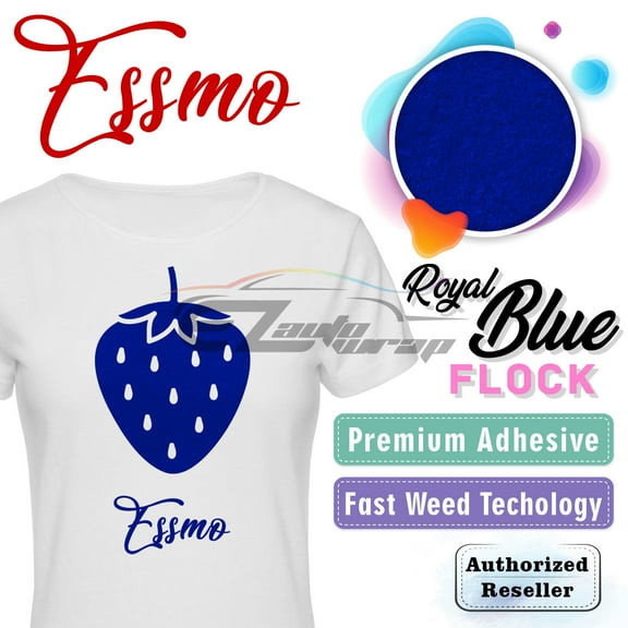 ESSMO Royal Blue Flock Heat Transfer Vinyl HTV Sheet T-Shirt 20" Wide Iron On Heat Press DF06 20"x12"