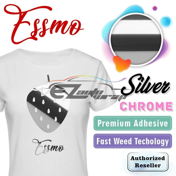 ESSMO Silver Chrome Heat Transfer Vinyl HTV Sheet T-Shirt 20" Wide Iron On Heat Press 20"x72"