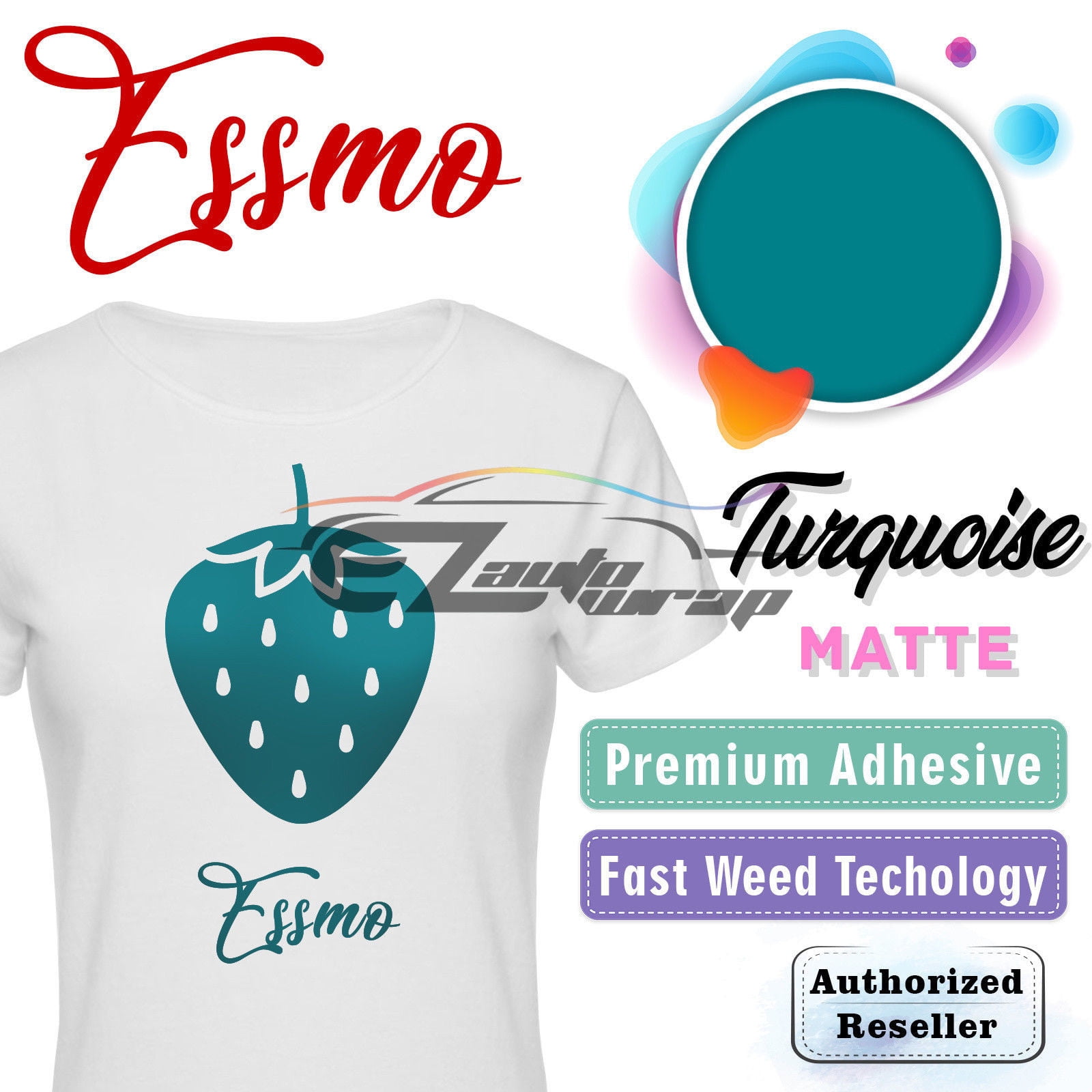 ESSMO Turquoise Matte Solid Heat Transfer Vinyl HTV Sheet T-Shirt 20" Wide Iron On Heat Press DP21 20"x480"