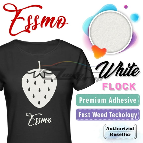 ESSMO White Flock Heat Transfer Vinyl HTV Sheet T-Shirt 20" Wide Iron On Heat Press DF02 20"x12"