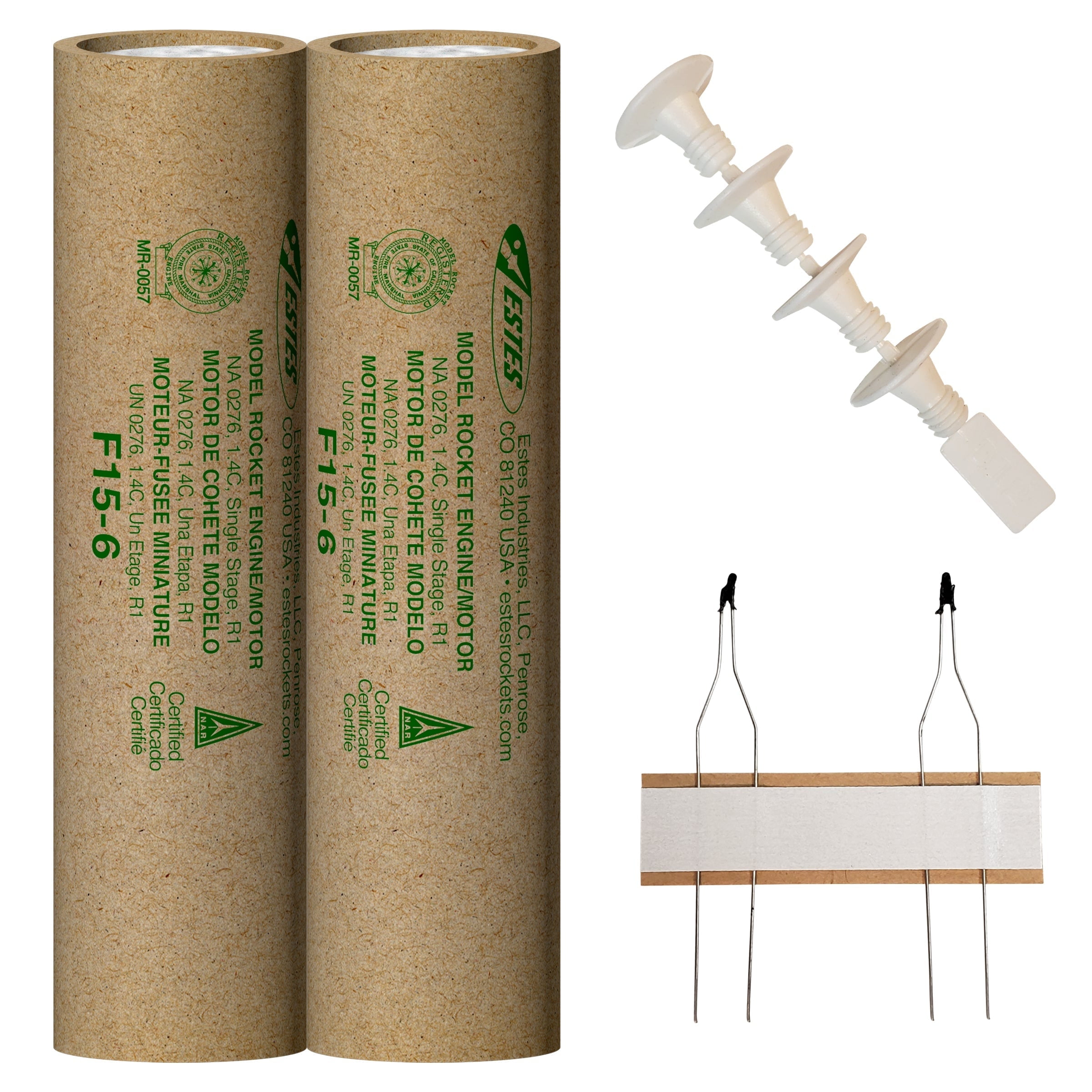 Estes F15-6 Model Rocket Engine Pack - Includes 2 Engines with Starters & Plugs (1652)