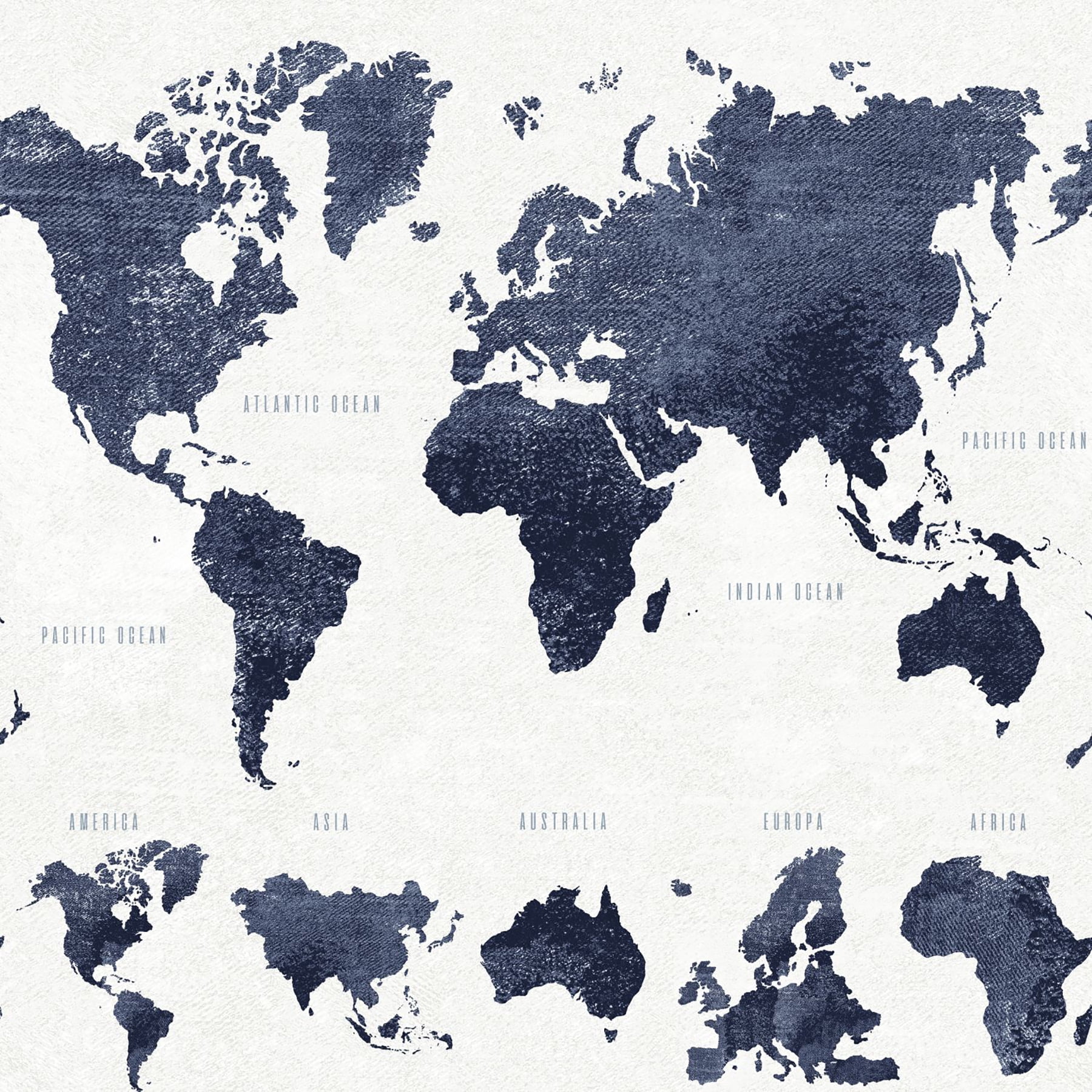 ESTA Home Boq Dark Blue World Map Wallpaper, 20.5-in by 33-ft