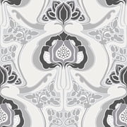 ESTA Home Joaquin Black Art Nouveau Floral Wallpaper, 20.9-in by 33-ft