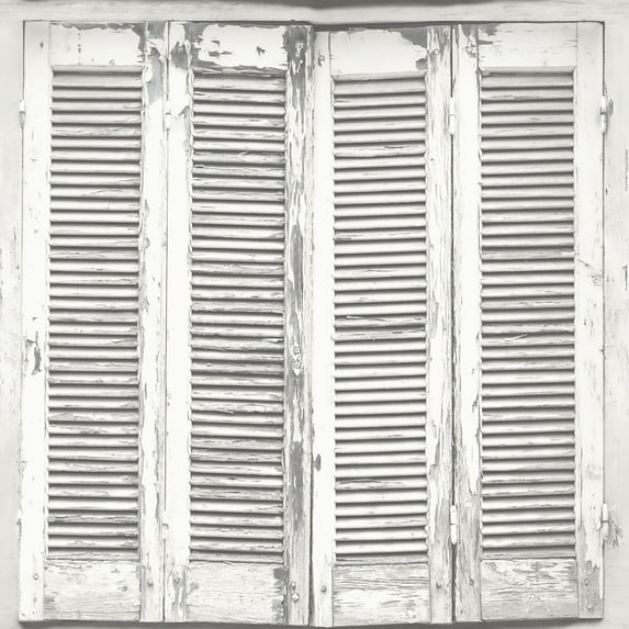 ESTA Home Lansbury Off White Distressed Shutter Wallpaper, 20.5-in by 33-ft