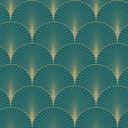 ESTA Home Lempicka Teal Art Deco Motif Wallpaper, 20.9-in by 33-ft