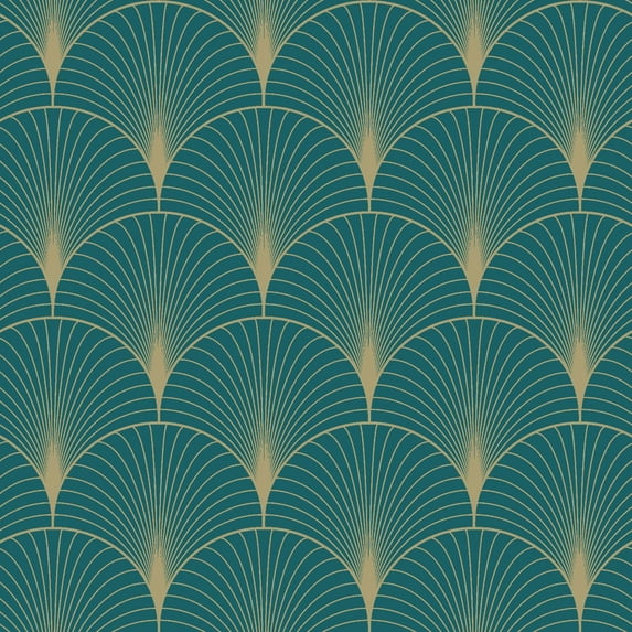 ESTA Home Lempicka Teal Art Deco Motif Wallpaper, 20.9-in by 33-ft