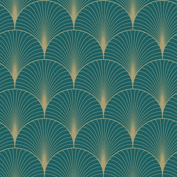ESTA Home Lempicka Teal Art Deco Motif Wallpaper, 20.9-in by 33-ft