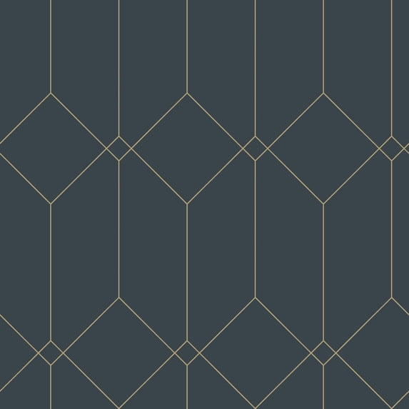 ESTA Home Trilliant Dark Blue Art Deco Motif Wallpaper, 20.9-in by 33-ft