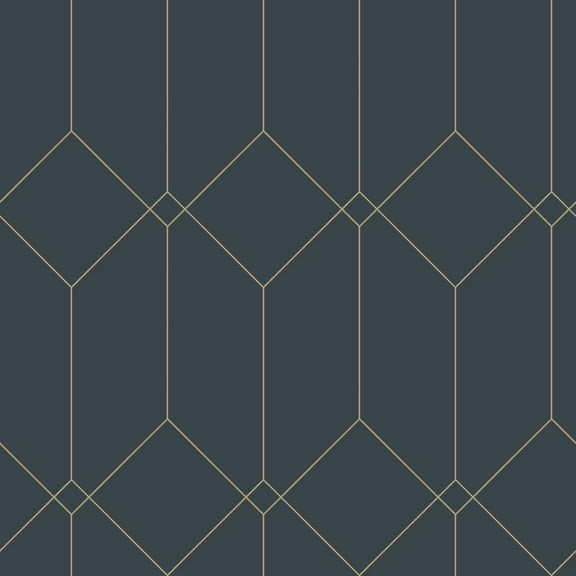 ESTA Home Trilliant Dark Blue Art Deco Motif Wallpaper, 20.9-in by 33-ft