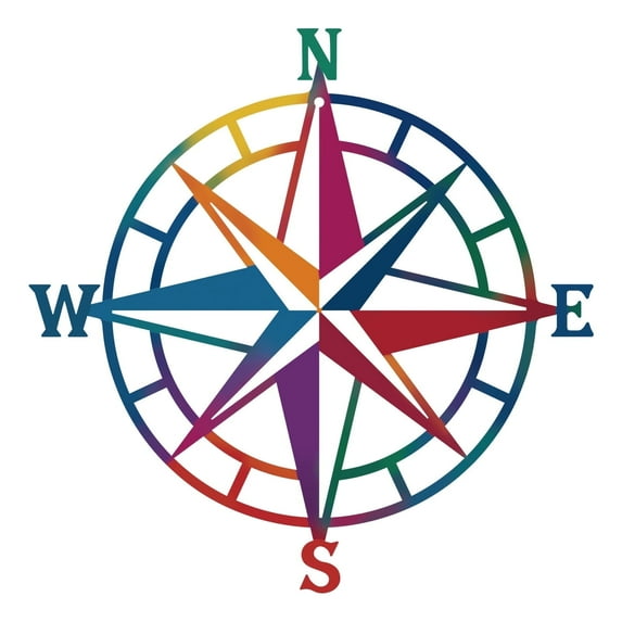 ESTART 11-inch Metal Nautical Compass Wall Art, Colorful Coastal Beach Wall Decor for Indoor Outdoor Home Use