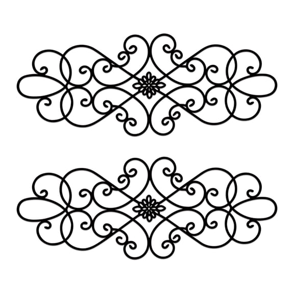 ESTART Vintage Collection Minimalist lines Art Deco Lotus Scroll Wall Sculptures 2 Count