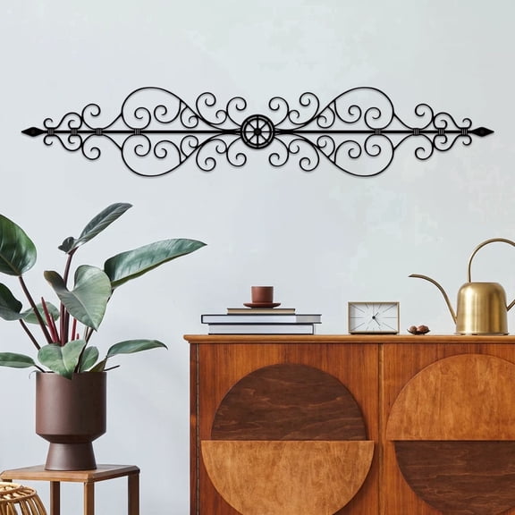 ESTART 1PC Metal Scroll Wall Decor Traditional Metal Scroll Wall Art for Home Living Room Front Porch Above Door Hallway Entryway