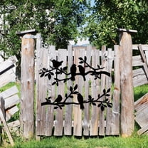 ESTART 2 Pcs Black Metal Birds Wall Art, Bird on Branch Silhouette, Indoor Outdoor Garden Home Decor