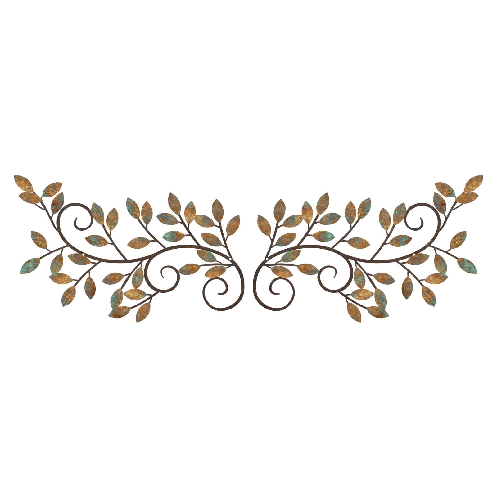 ESTART 2 PCS Metal Tree Vine Olive Branch Leaf Wall Art Decor for Above Door, Living Room, Bathroom, Office (Rusty Color)