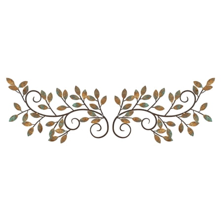 ESTART 2 PCS Metal Tree Vine Olive Branch Leaf Wall Art Decor for Above Door, Living Room, Bathroom, Office (Rusty Color)