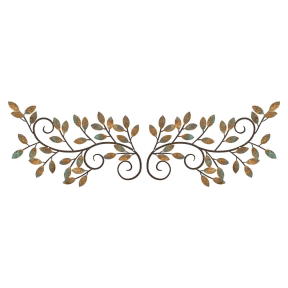 ESTART 2 PCS Metal Tree Vine Olive Branch Leaf Wall Art Decor for Above Door, Living Room, Bathroom, Office (Rusty Color)
