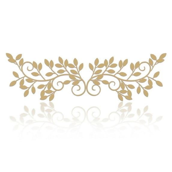 ESTART 2 Pieces Metal Tree Leaf Wall Decor Vine Olive Branch Leaf Wall Art Wrought Iron Scroll Sculptures for Above the Bed, Living Room, Bathroom, Hallway, Office, Outdoor Decoration (Black)