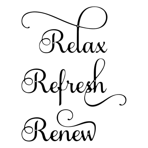 ESTART 3 Pcs Relax Refresh Renew Metal Wall Art, Black Letter Sign, Bathroom Bedroom Living Room Decor