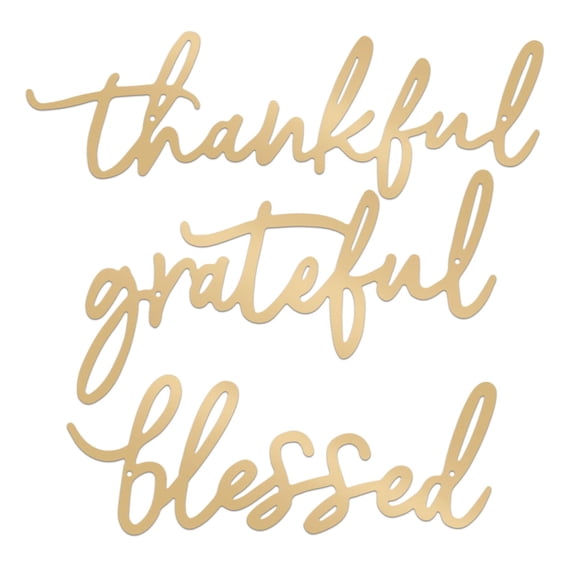 ESTART 3 Pcs Gold Metal Wall Letters, Thankful Grateful Blessed Bathroom Signs Wall Decor, Hanging Home Decor for Bedroom Interior