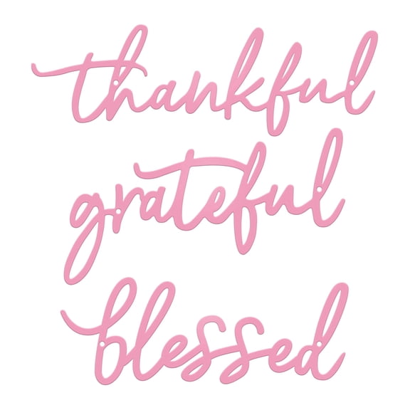 ESTART 3 Pcs Pink Metal Wall Letters, Thankful Grateful Blessed Bathroom Signs Wall Decor, Hanging Home Decor for Bedroom Interior
