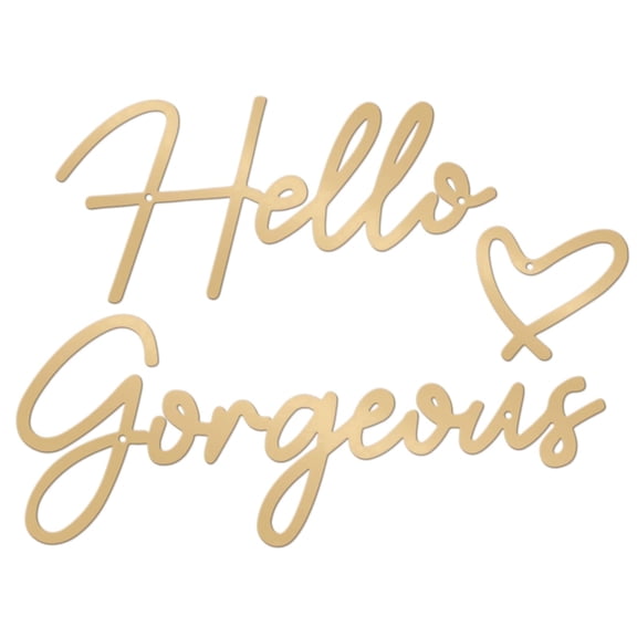 ESTART 3 Pcs Hello Gorgeous Gold Metal Wall Art, Modern Farmhouse Sign Decor for Bathroom Bedroom