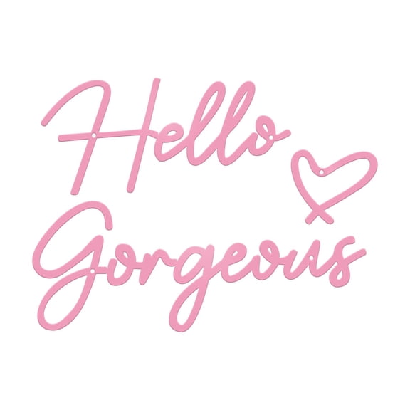 ESTART 3 Pcs Hello Gorgeous Metal Wall Art Decor Pink Modern Wall Sign for Bathroom Bedroom Living Room Office