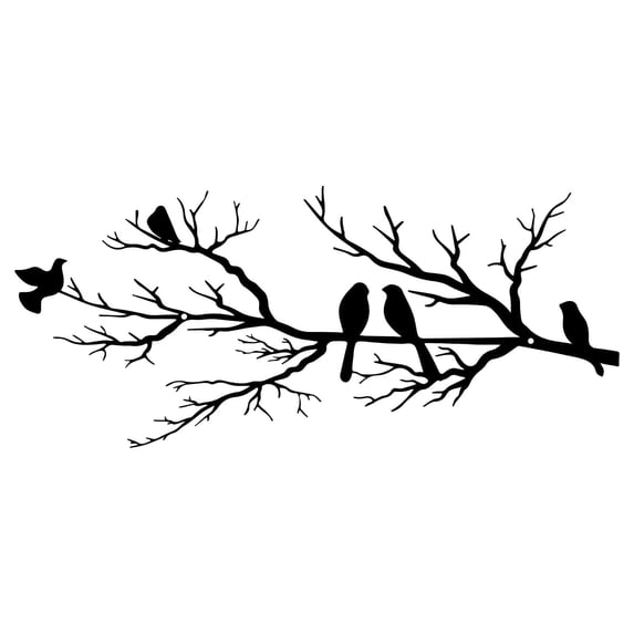 ESTART Metal Birds Wall Art, Metal Vivid Birds on Branch Silhouette Wall Decor Black Leaves with Bird Outdoor Hanging Wall Sculpture for Home Balcony Garden (Small)