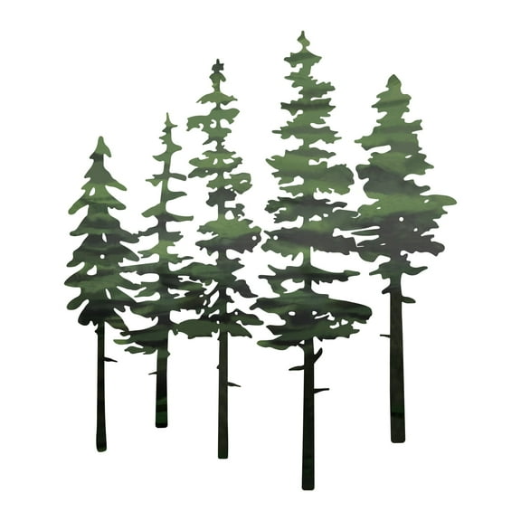 ESTART Metal Pine Tree Wall Art, Rustic Farmhouse Forest Wall Decor for Home, Living Room, Bedroom, Office, Cabin Decoration (Green)