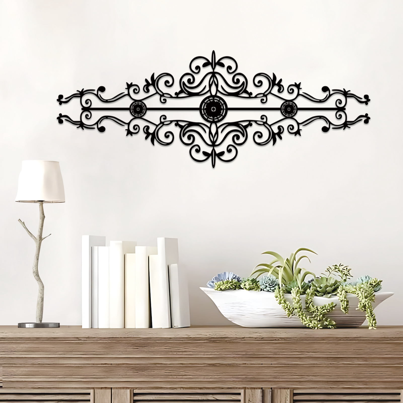 ESTART Metal Scroll Wall Decor Rustic Iron Wall Medallion Traditional